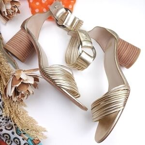 PAIGE Gold AnkleStrap Strappy Heels Sz 9m